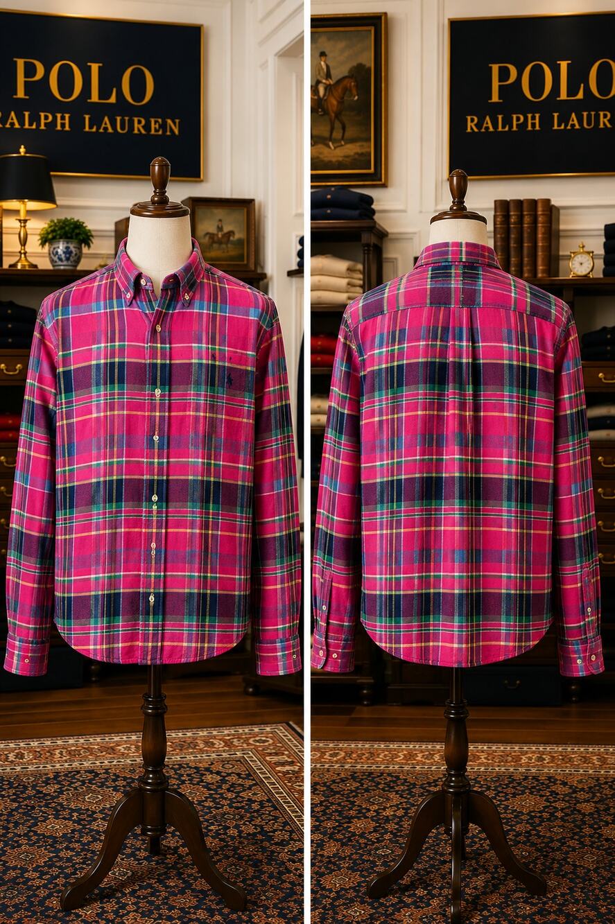 Polo Ralph Lauren XL Classic Fit Pink Plaid Flannel Button Down Shirt